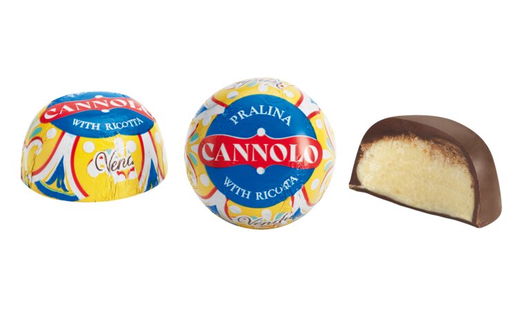 &amp;#39;Cannolo&amp;#39;, Zartbitterpraline mit Ricottafüllung, Venchi - Viani